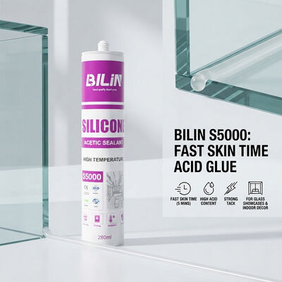 คุณภาพ Fast Skin Time กาวซิลิโคนแก้วกรดกาวแทคที่แข็งแกร่งสำหรับตู้โชว์กระจกและการตกแต่งในร่ม โรงงาน